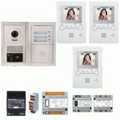 Nice Boutique 24 GTBV3E Pack Vidéo 3 BP Avec 3 Moniteurs Programmés AIPHONE