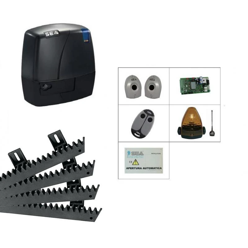 KIT MERCURY 400 Motorisation Portail Coulissant Avec Fin De Course Mécanique SEA 24V 1 KIT MERCURY 400 Motorisation Portail Coulissant Avec Fin De Course Mécanique SEA 24V